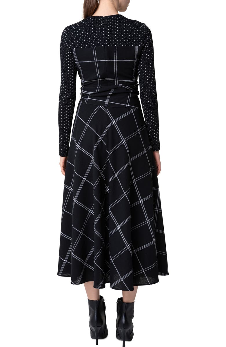 Akris punto Mixed Media Long Sleeve Wool Blend Dress, Alternate, color, 