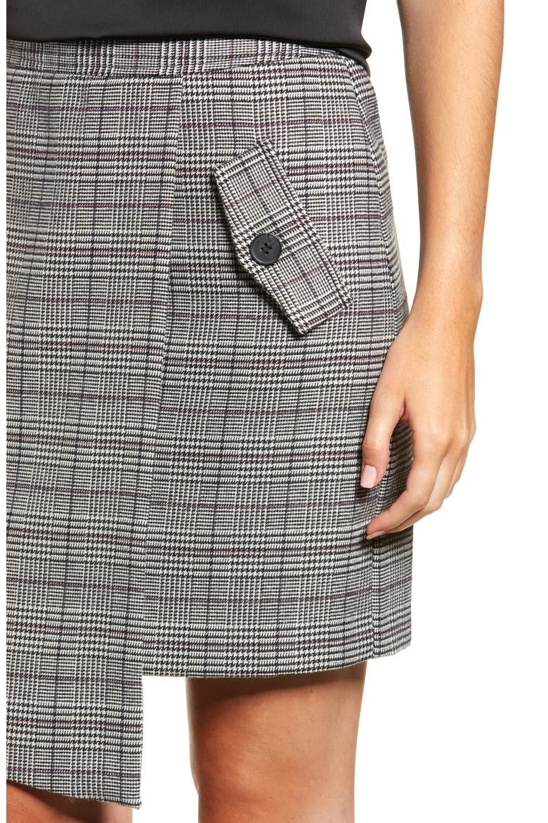 Chriselle Lim Bianca Houndstooth Button Front Skirt (Nordstrom Exclusive), Alternate, color, GREY PLAID