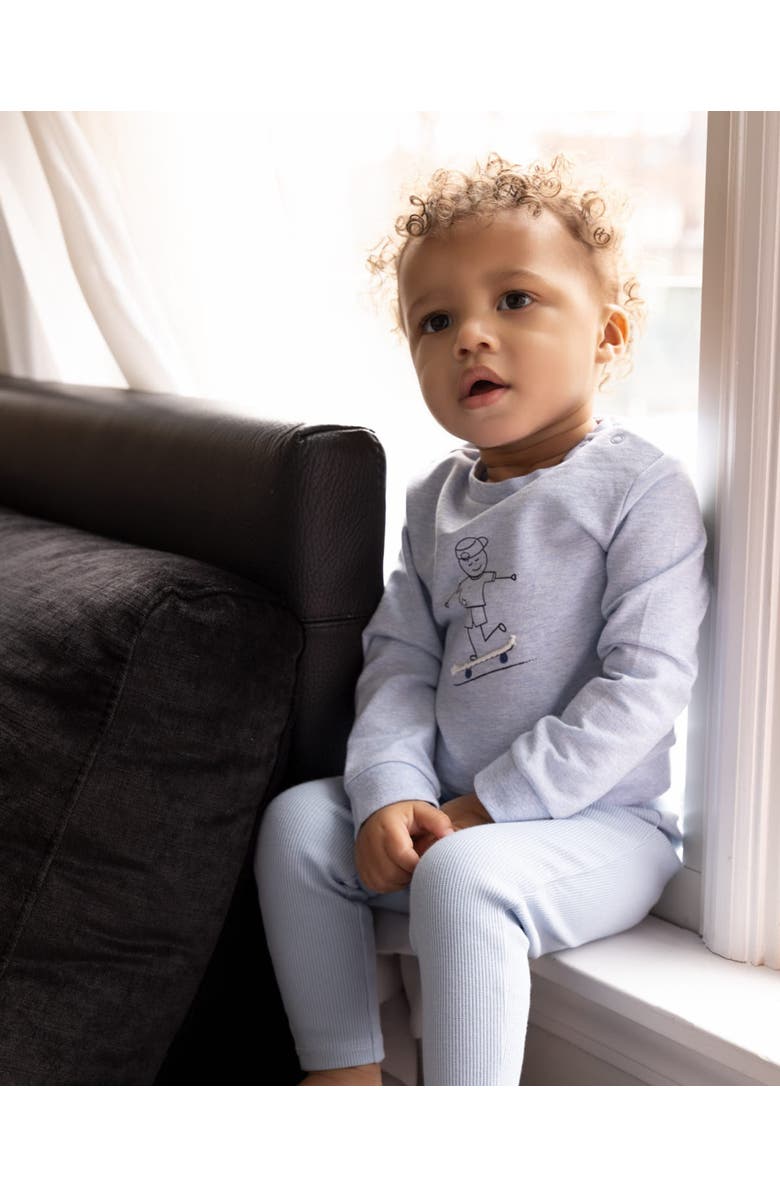 MiniMoi Kid's This Is How I Roll Cotton Rich Legging Set, Alternate, color, Cloud Blue