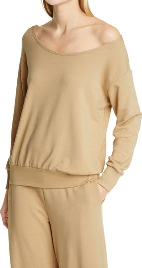 New online L'Agence Kimora Sweatshirt Mocha Brown Long Sleeve Luxe Lounge Pullover Sz S