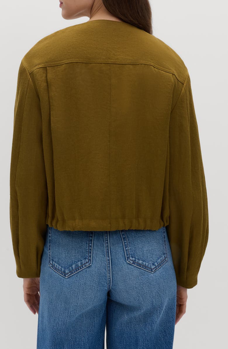 M&S Collarless Jacket, Alternate, color, Mossy Brown