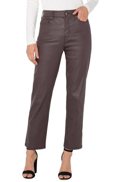 Liverpool Los Angeles Kennedy Coated High Waist Straight Leg Pants In Brown