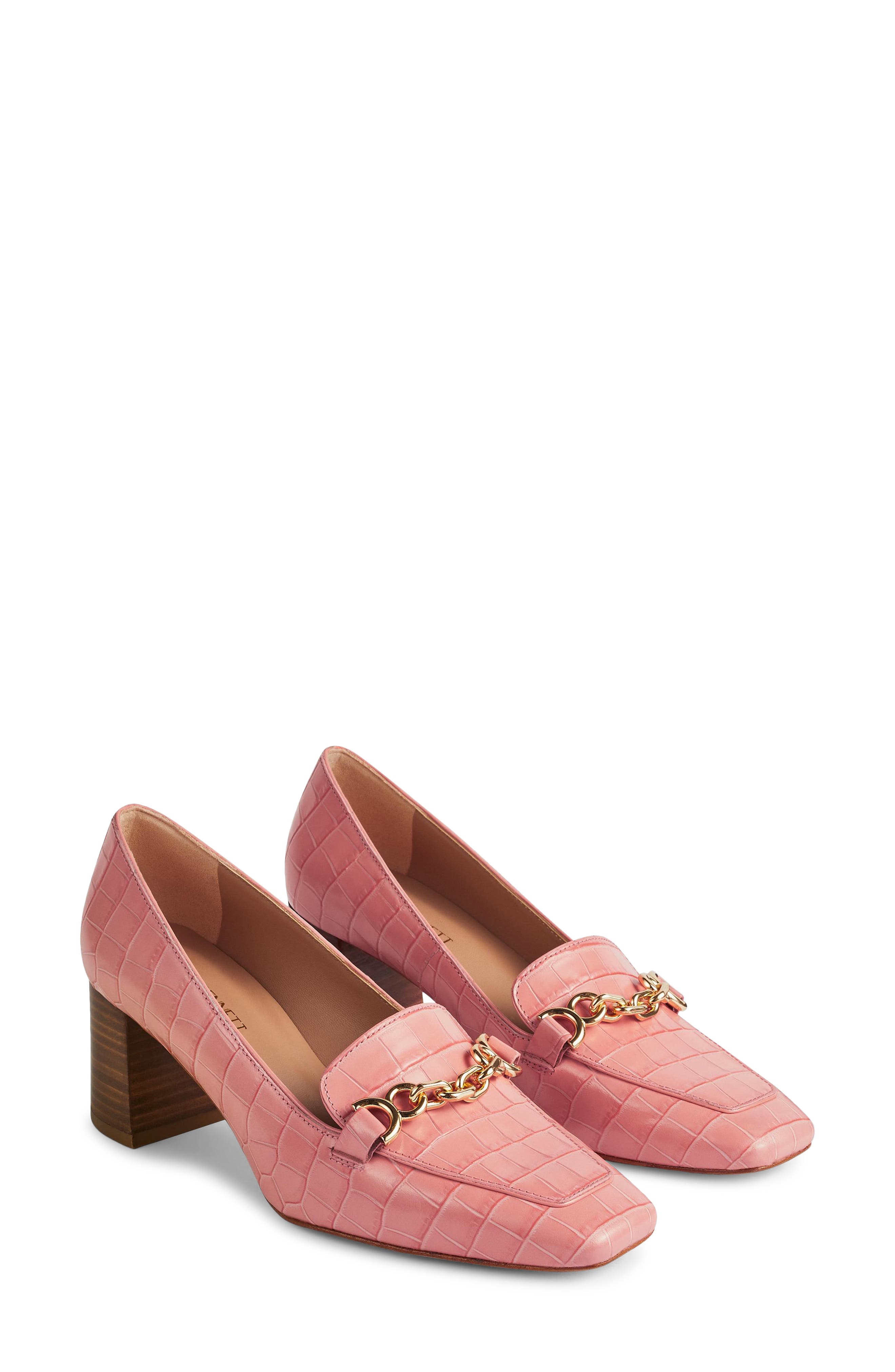 Johanna Trim Block Heel Loafer Pump, Main, color, PEACH