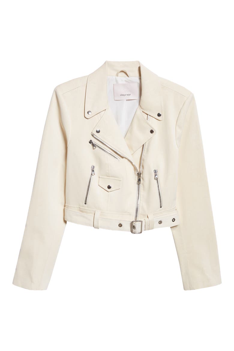 Zoe Faux Leather Moto Jacket, Alternate, color, GARDENIA