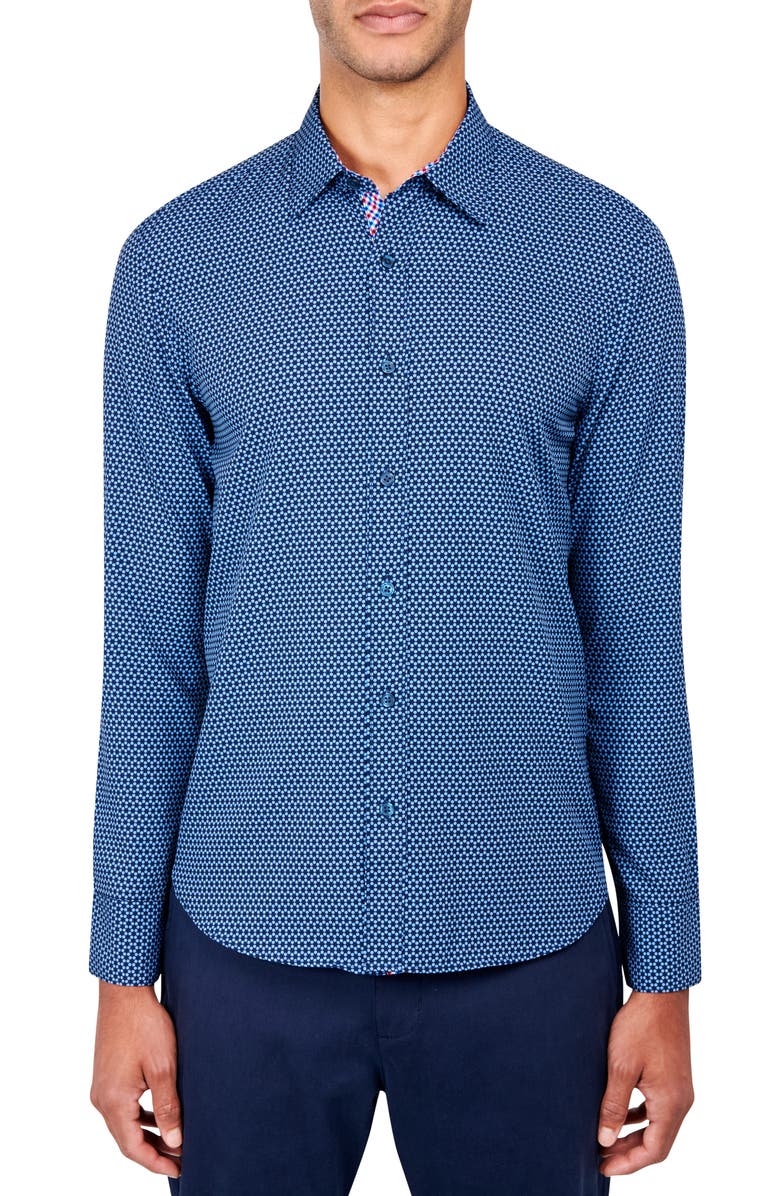 CONSTRUCT Slim Fit Microprint 4-Way Stretch Performance Button-Down Shirt, Main, color,
