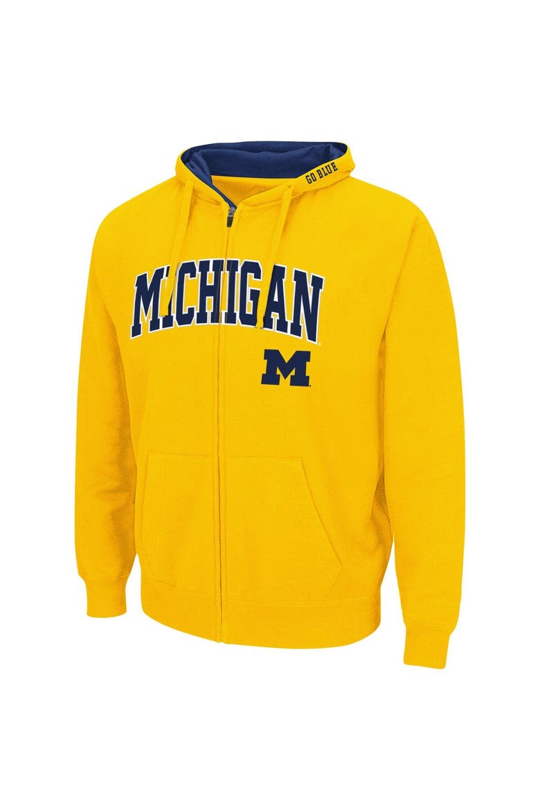 Men's Colosseum Maize Michigan Wolverines Arch & Logo 3.0 Full-Zip Hoodie, Alternate, color, Maize