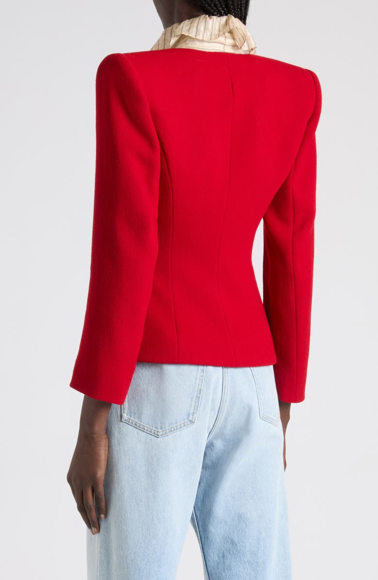 Valentino Bow Detail Virgin Wool Crepe Jacket, Alternate, color, Red