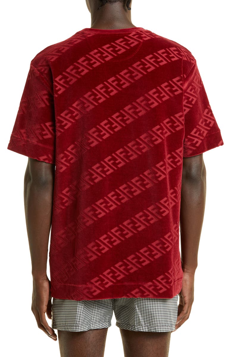 Fendi Men's FF Logo Chenille T-Shirt, Alternate, color, 