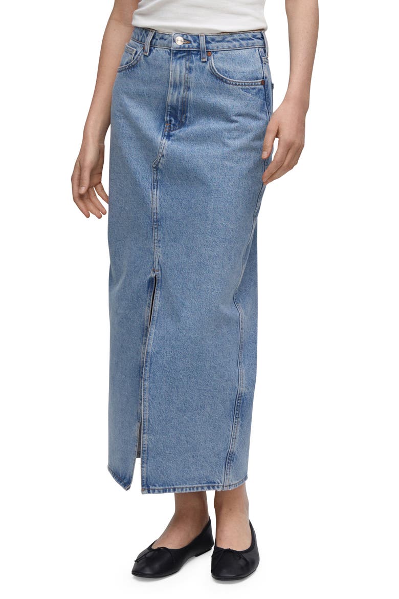 Denim Midi Skirt, Main, color, OPEN BLUE