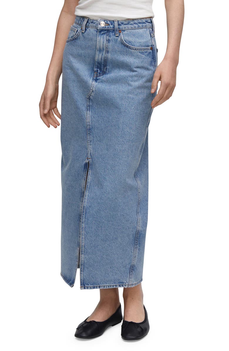 MANGO Denim Midi Skirt, Main, color,