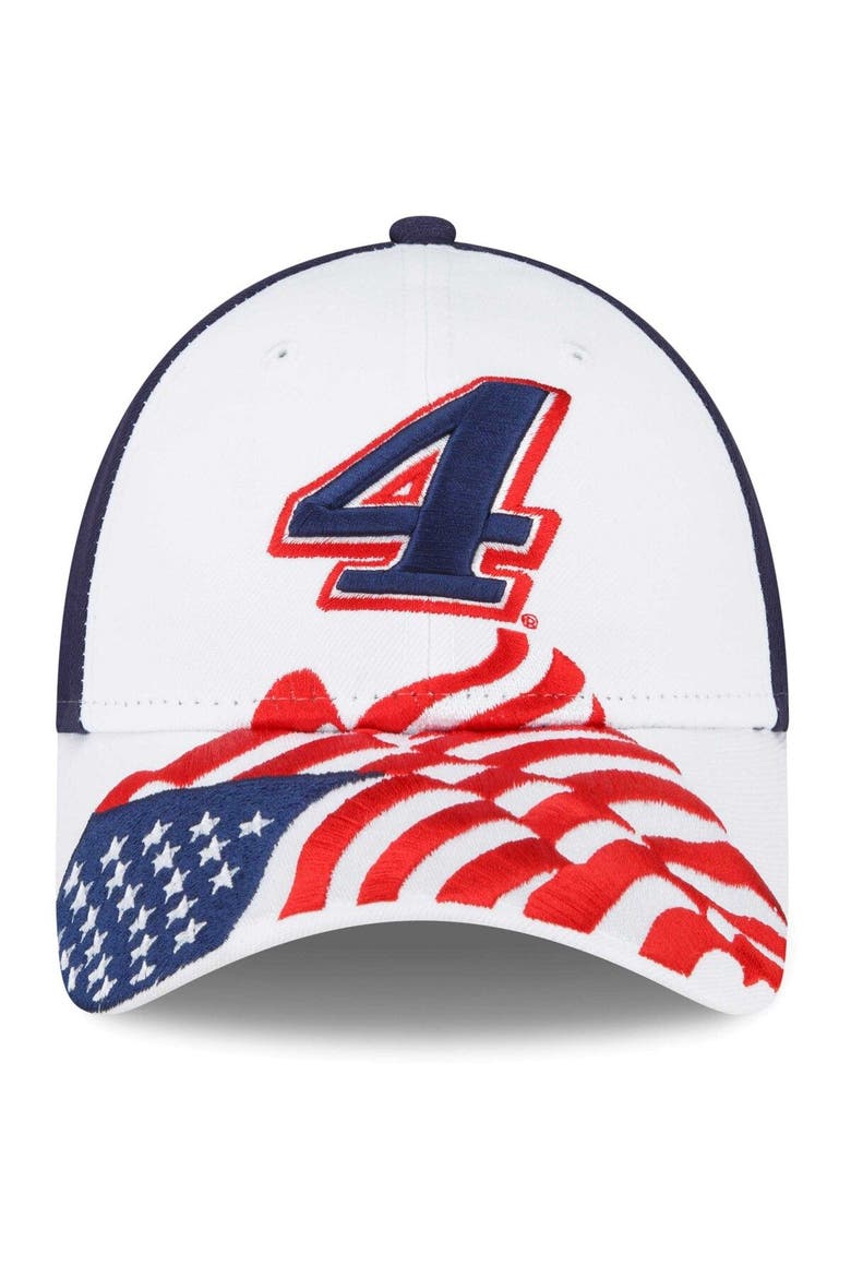 Men's New Era White/Blue Kevin Harvick 9FORTY Americana Snapback Adjustable Hat, Alternate, color, White