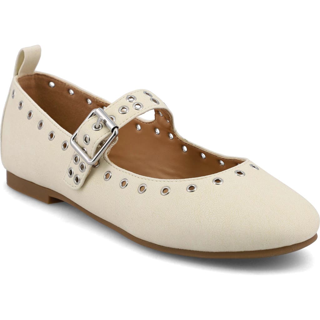 Mia Ulani Grommet Mary Jane Flat In Bone