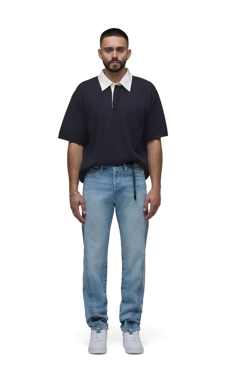 Hudson Jeans Contrast Collar Cotton & Cashmere Polo, Alternate, color, Fleet