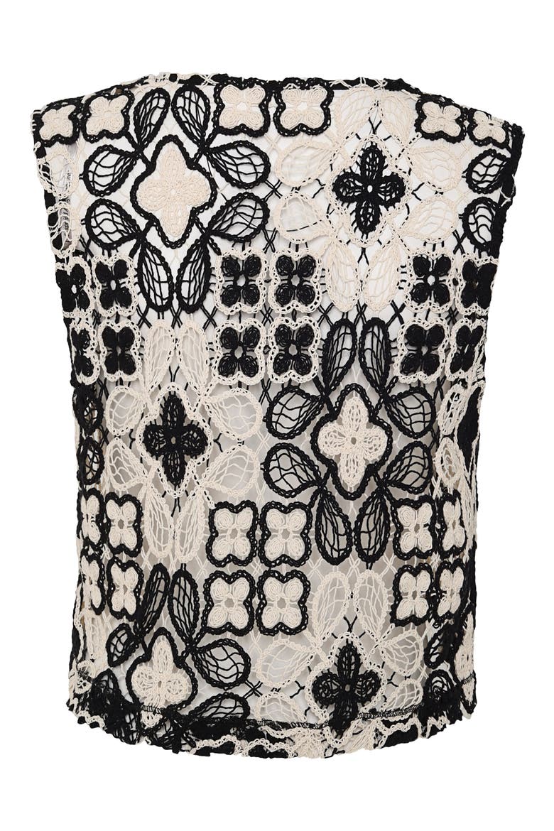 Floral Knit Key Crochet Cover-Up Vest, Alternate, color, BLACK