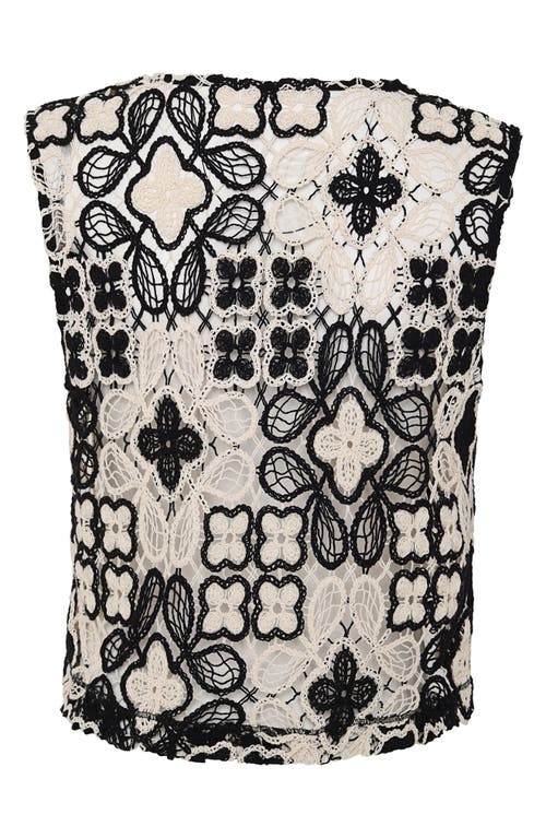 Maaji Floral Knit Key Crochet Cover-up Vest In Black