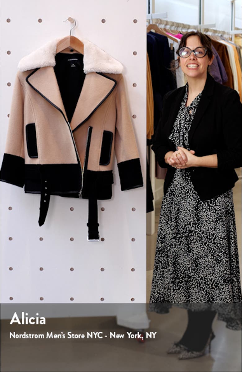 Rismah Wool Blend Faux Fur Collar Coat, sales video thumbnail