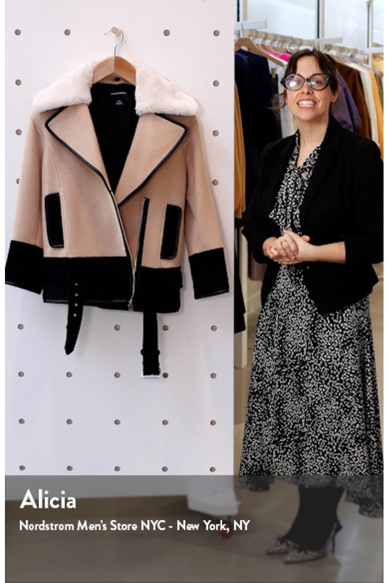 Rismah Wool Blend Faux Fur Collar Coat video