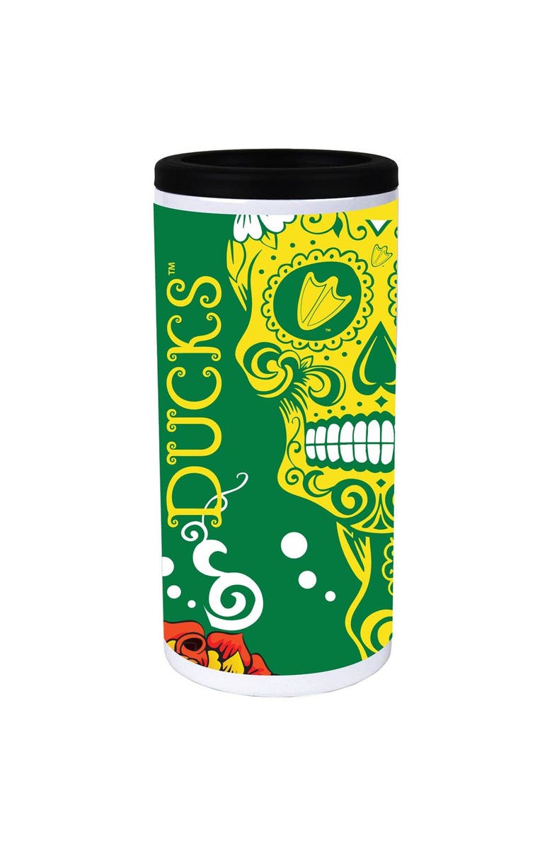 INDIGO FALLS Oregon Ducks Dia Stainless Steel 12oz. Slim Can Cooler, Main, color, White