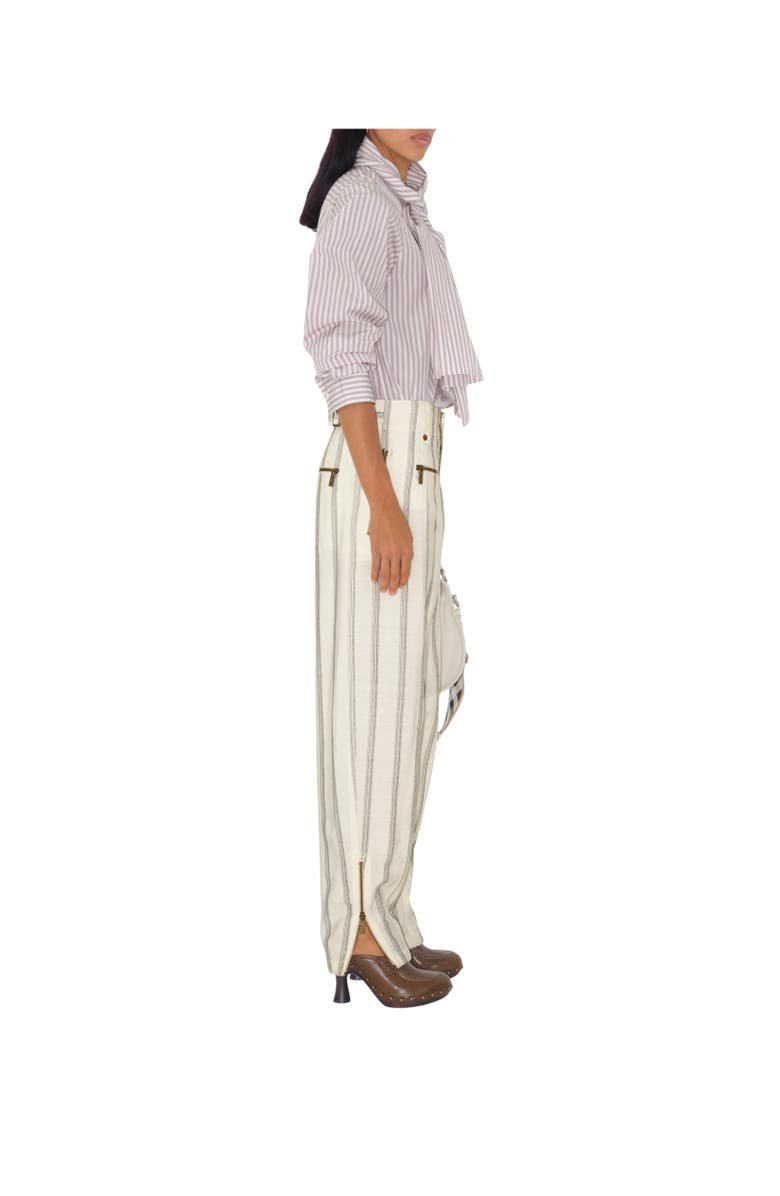 Burberry Striped Silk Blend Tailored Trousers, Alternate, color, Cream/Black