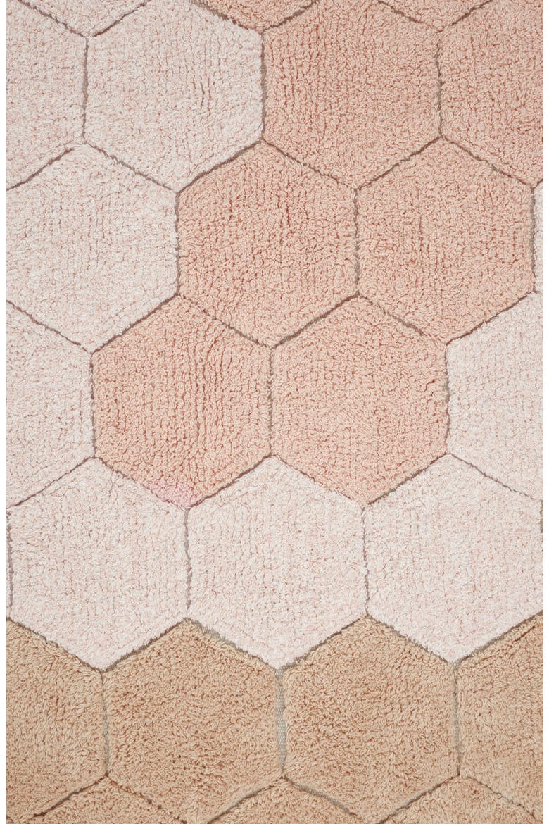 Honeycomb Washable Cotton Blend Round Rug, Alternate, color, ROSE