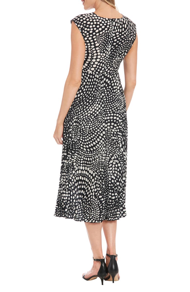 London Times Dot Twist Front Pleated Midi Dress, Alternate, color,