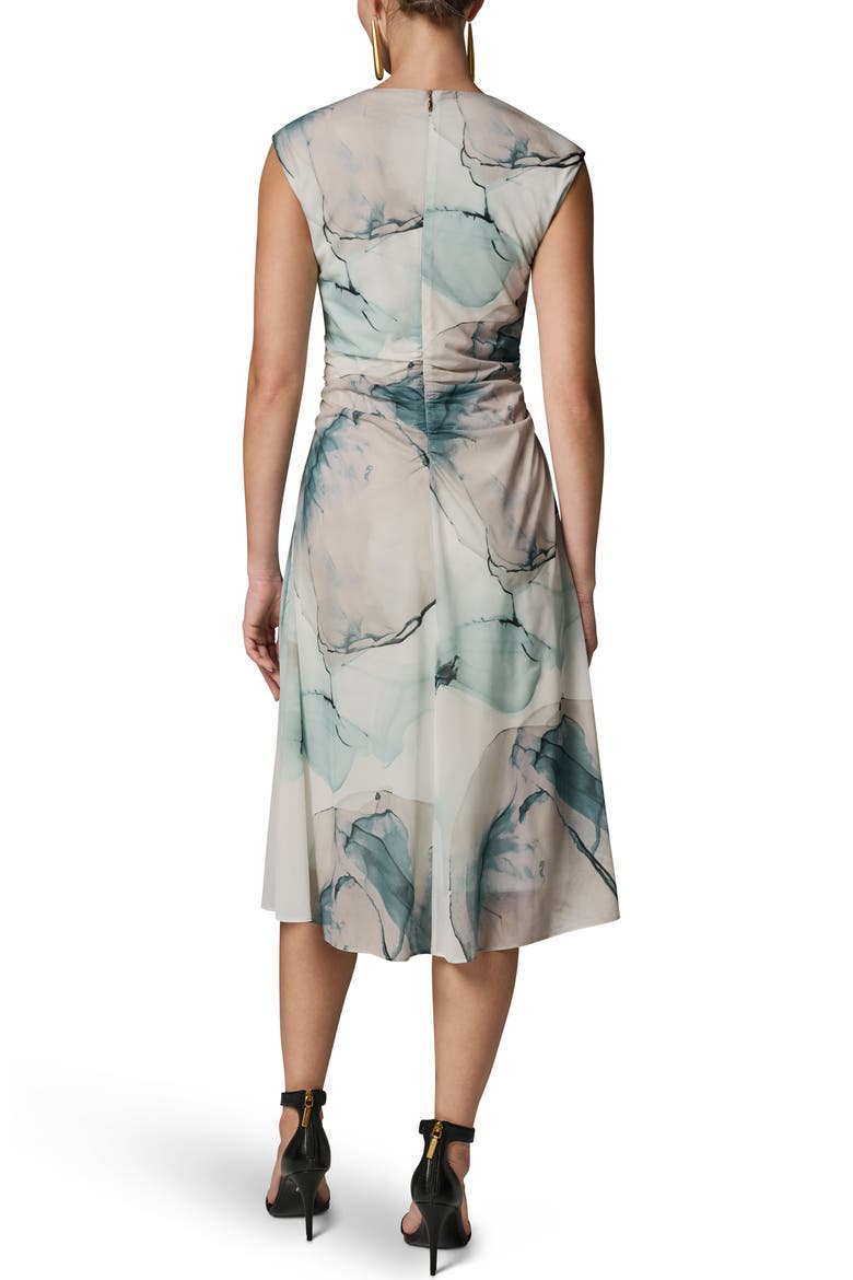 Watercolor Print Ruched Sleeveless Dress, Alternate, color, SKYLIGHT MULTI