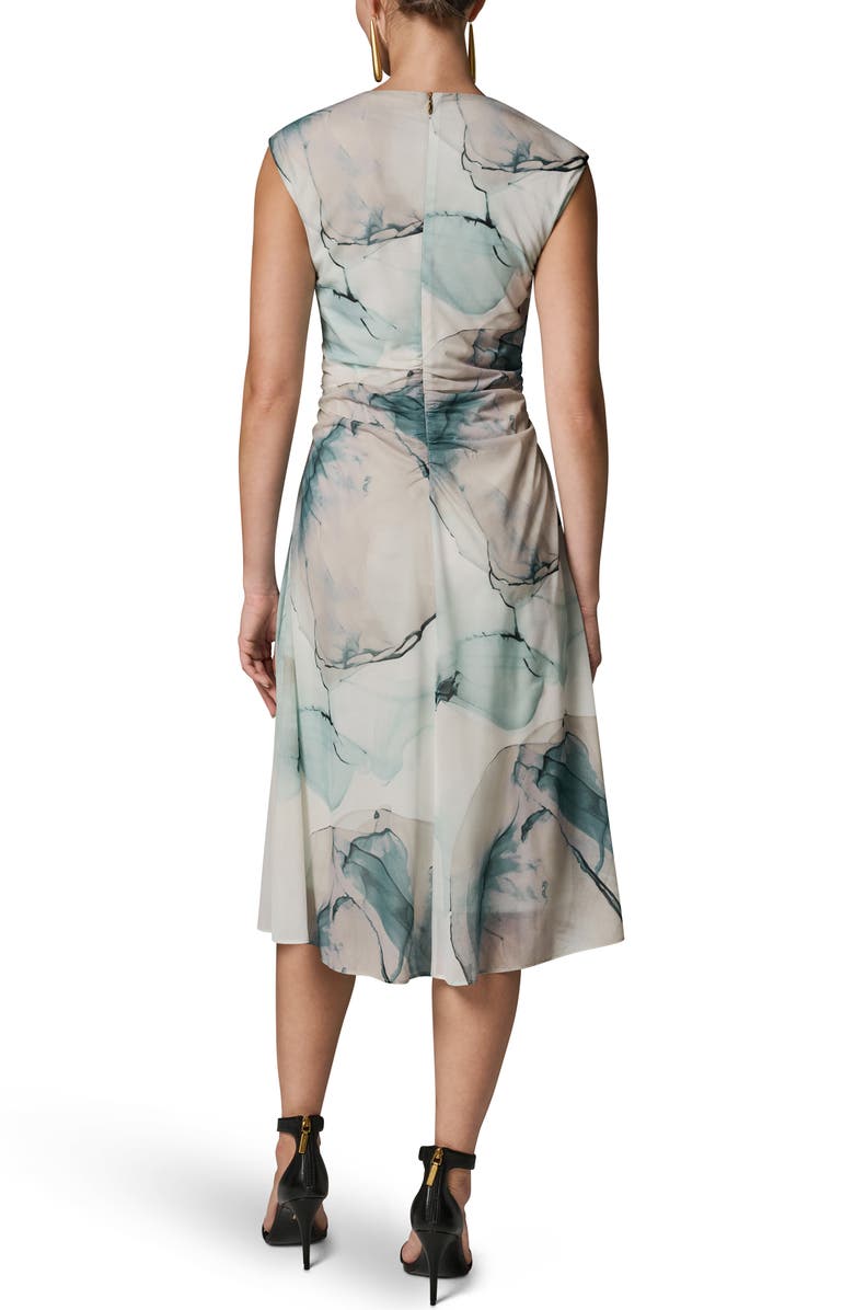 Donna Karan New York Watercolor Print Ruched Sleeveless Dress, Alternate, color, Skylight Multi