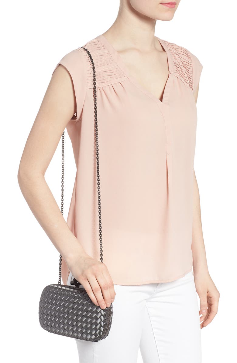 Bottega Veneta New Satin & Genuine Snakeskin Knot Clutch, Alternate, color,