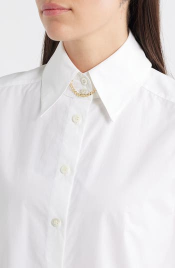 The Prep Embellished Sleeveless Button-Up Shirt