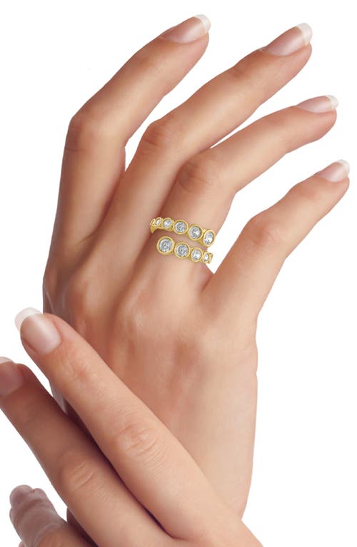 Cz By Kenneth Jay Lane Bezel Set Cubic Zirconia Bypass Ring In Clear Gold