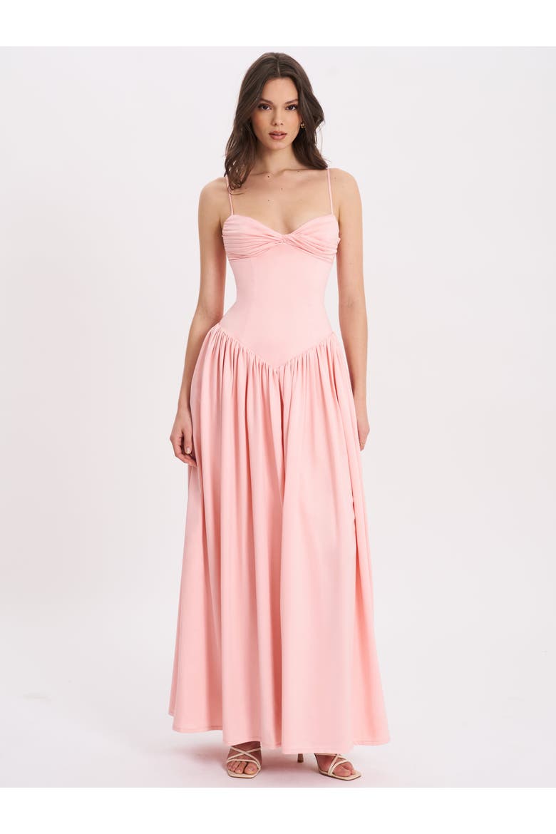 Najwa Ruched Breast Drop Waist Maxi Dress, Alternate, color, Baby Pink