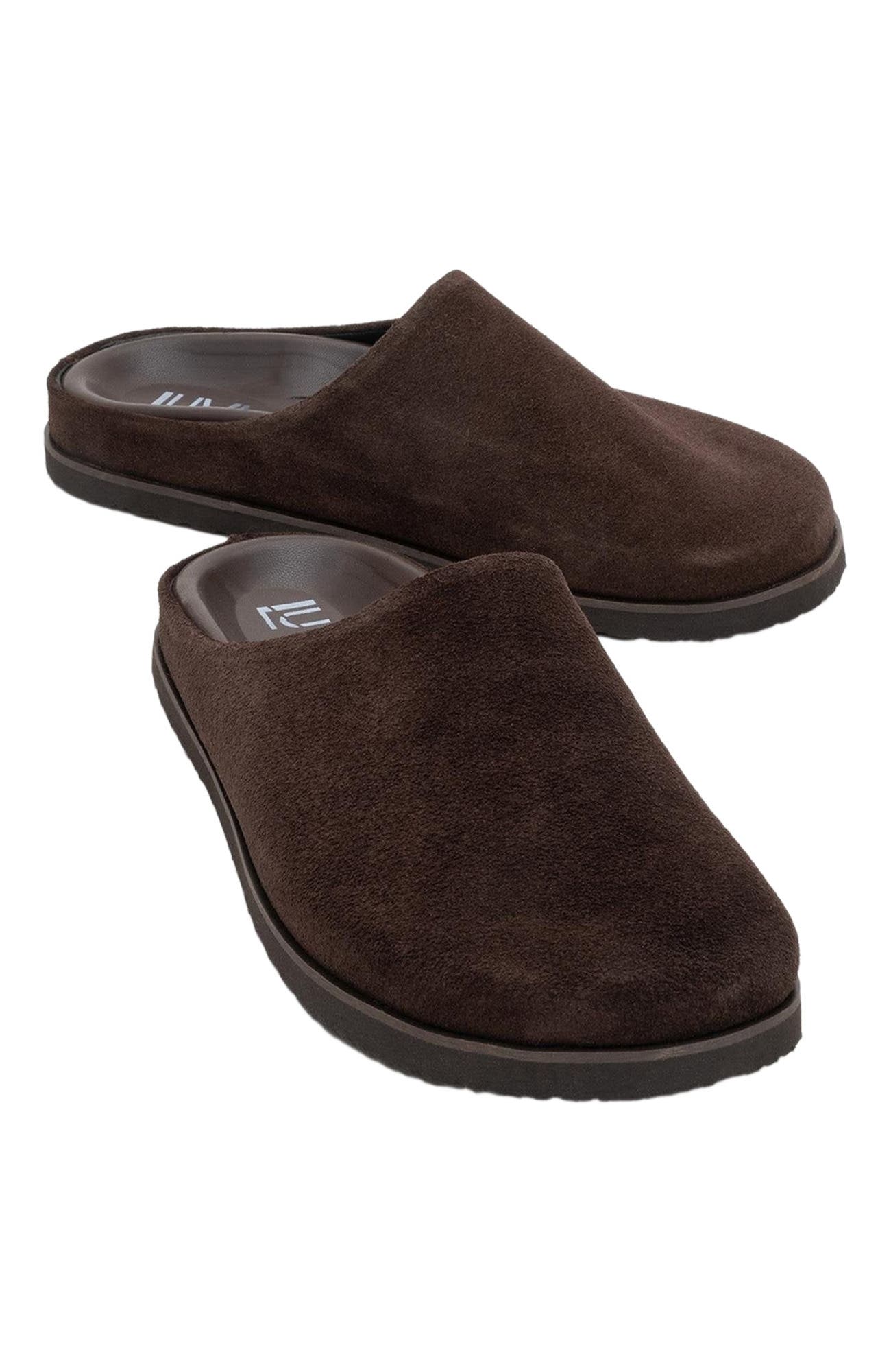 Forever & Always Shoes Space Suede Leather Slide Sandal, Alternate, color, Brown Leather