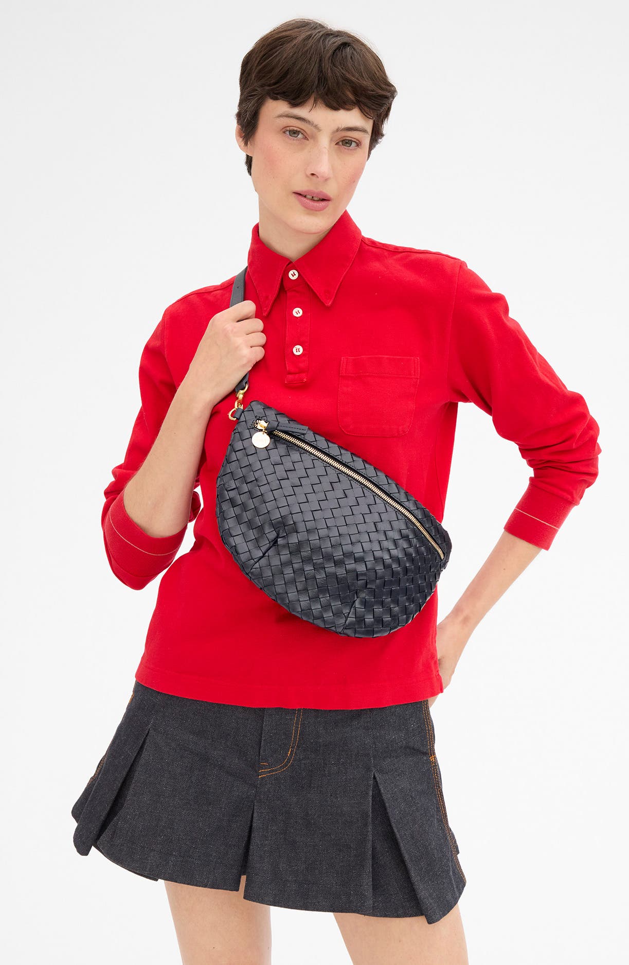 Medium Grande Fanny Woven Leather Belt Bag, Alternate, color, TWILIGHT