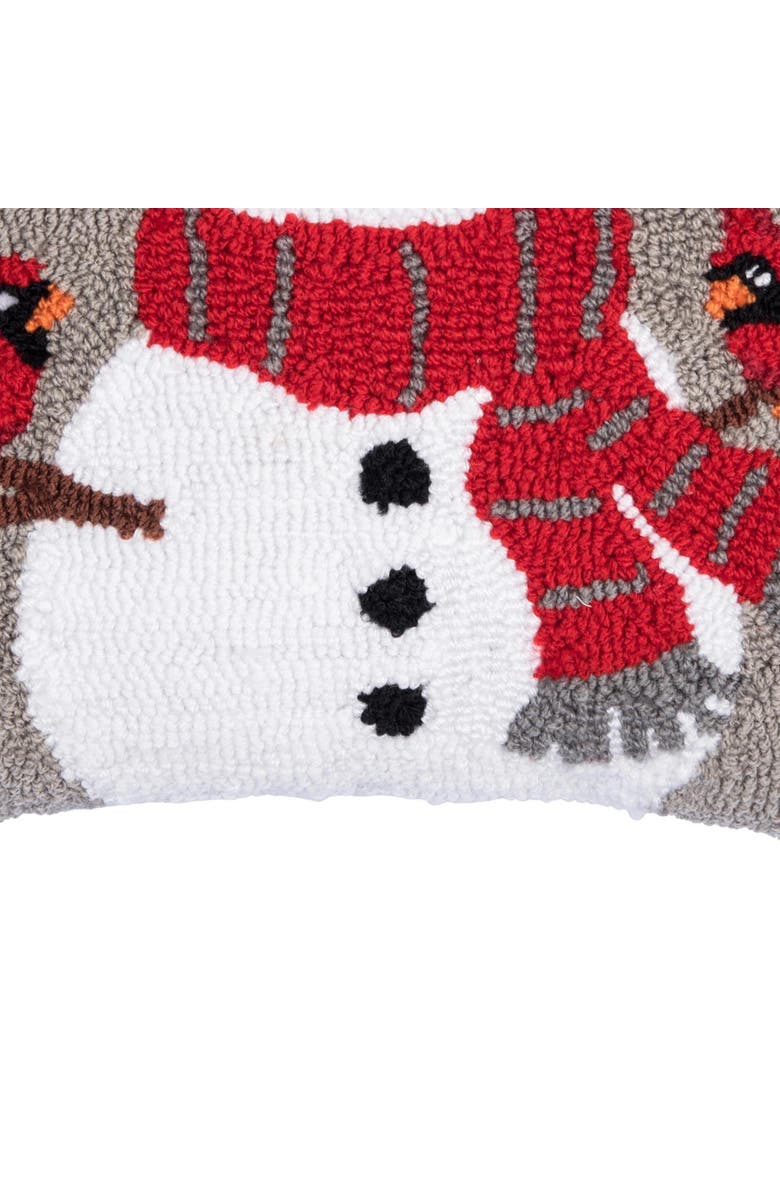 C&F Home Snowman & Cardinals Hooked Throw Pillow, 16" x 16", Alternate, color, Gray