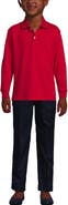 Lands' End School Uniform Kids Long Sleeve Interlock Polo Shirt