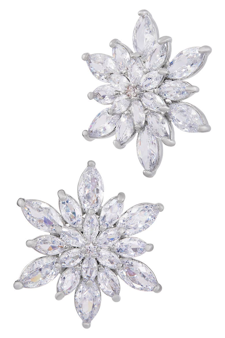Star Cubic Zirconia Cluster Stud Earrings, Main, color, WHITE