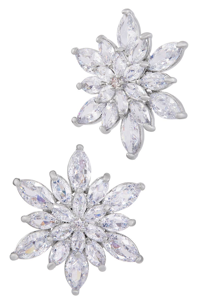SAVVY CIE JEWELS Star Cubic Zirconia Cluster Stud Earrings, Main, color, White
