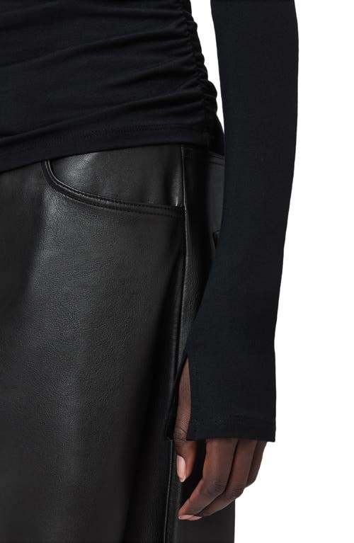 Allsaints Seyma Asymmetric Neck Jersey Top In Black