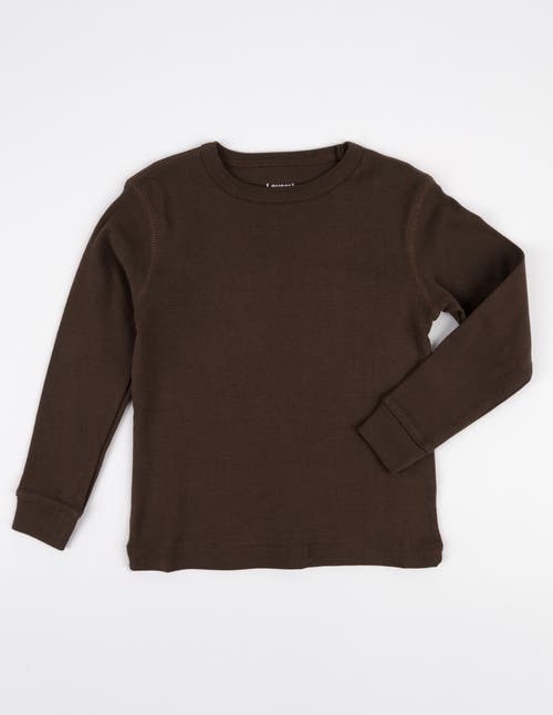 Leveret Kids Long Sleeve T-shirt, 100% Cotton, Solid Colors In Brown