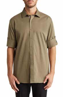 Lorenzo Uomo Trim Fit Long Sleeve Cotton Button-Up Shirt