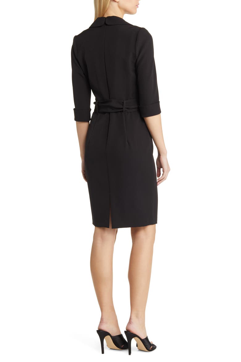 Lucinda Faux Wrap Coat Dress, Alternate, color, BLACK