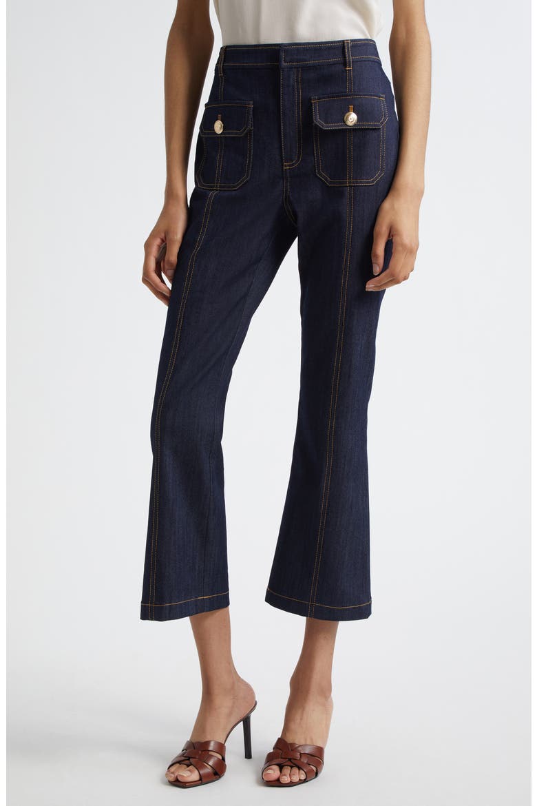Marsha Patch Pocket Kick Flare Jeans, Main, color, INDIGO