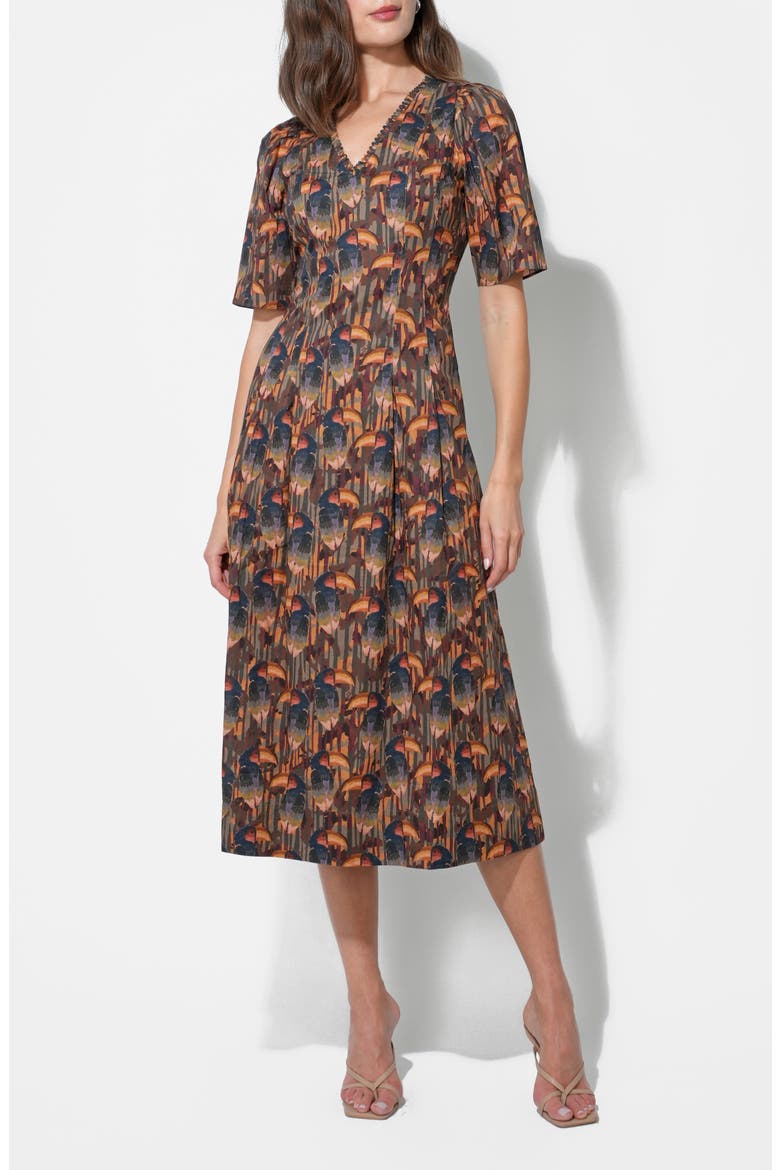 Gracie Puff Sleeve Midi Dress, Alternate, color, MULTI COLOR