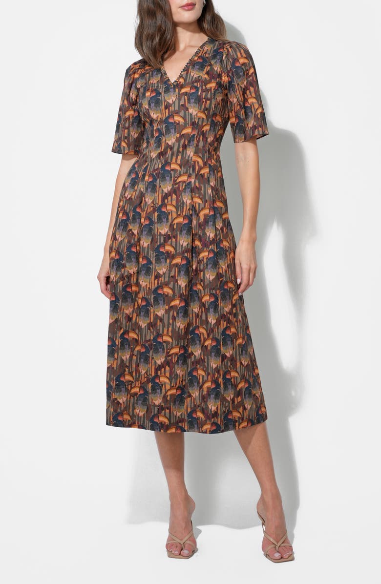 Adelyn Rae Gracie Puff Sleeve Midi Dress, Alternate, color, Multi Color