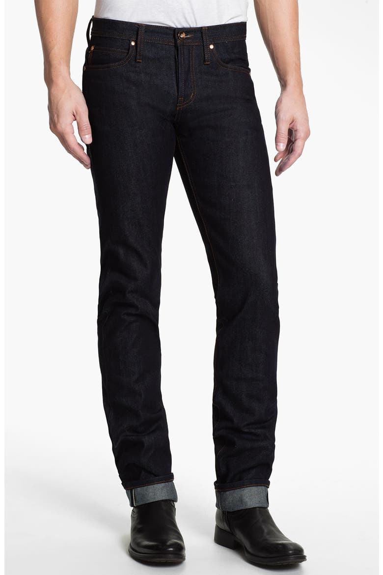 UB101 Skinny Fit Raw Selvedge Jeans, Main, color, INDIGO