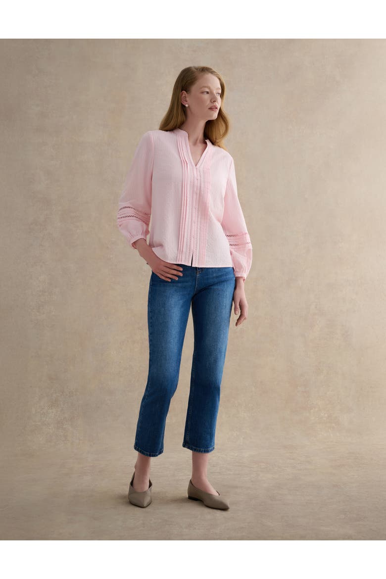 Lucilla Pintuck Mandarin Collar Blouse, Alternate, color, Blush Pink