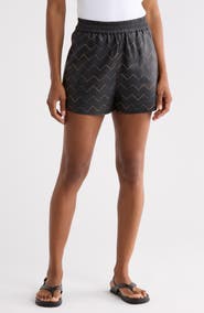CIEBON Gessell Embroidered Faux Leather Shorts