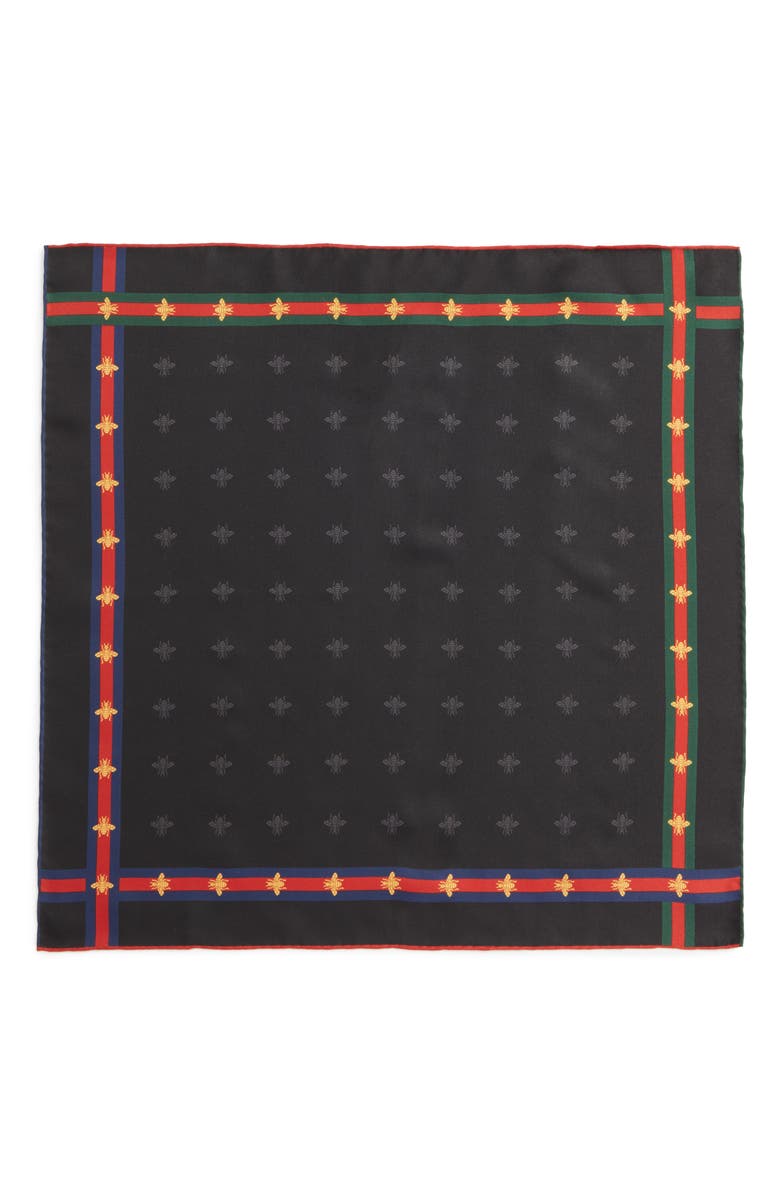 Gucci Runebis Silk Twill Pocket Square, Alternate, color, 