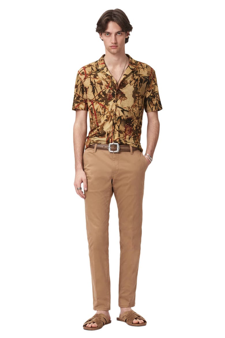 Marula Linen Short Sleeve Camp Shirt, Alternate, color, LIGHT OCHRE BROWN