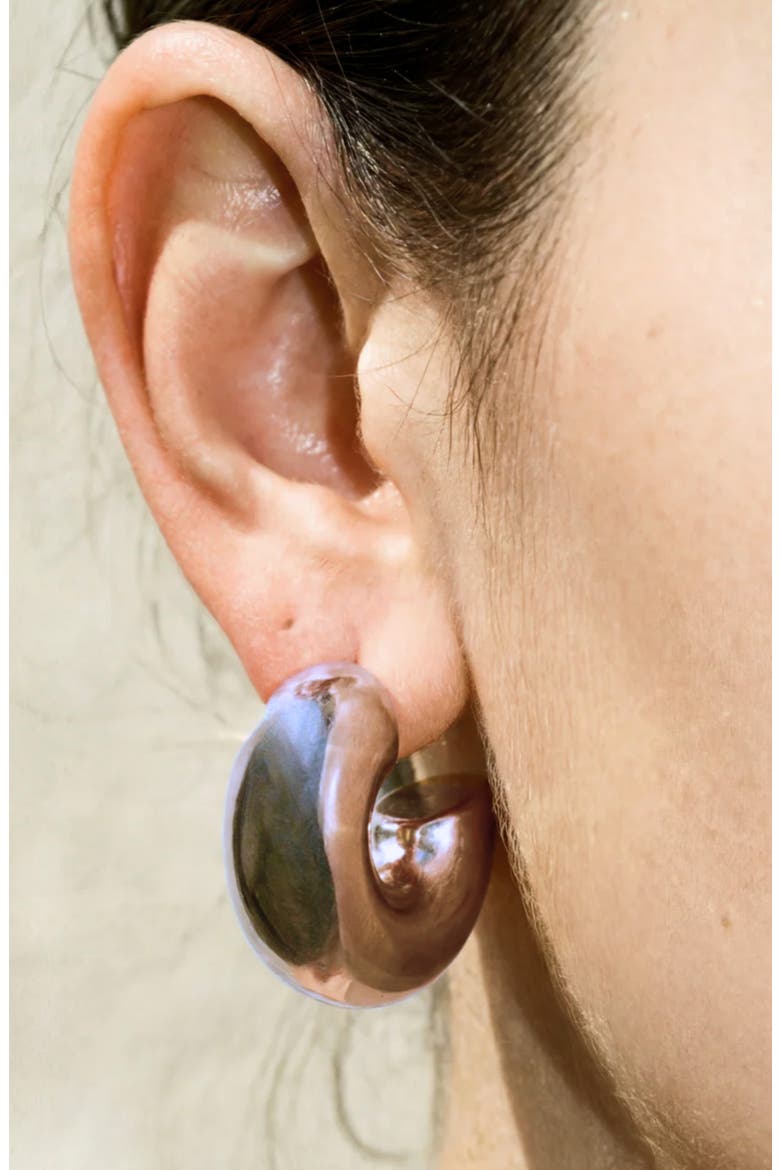 The Medium Hailey Hoop Earrings, Alternate, color, SILVER